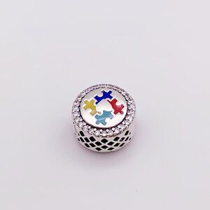 Pandora Autism Awareness Puzzle Charm Bead S925 Silver with box